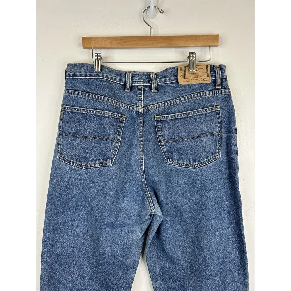 Barrel Leg Blue Jeans Vintage Pepe London Size 33 Y2K 90s Denim Pants Hip Hop